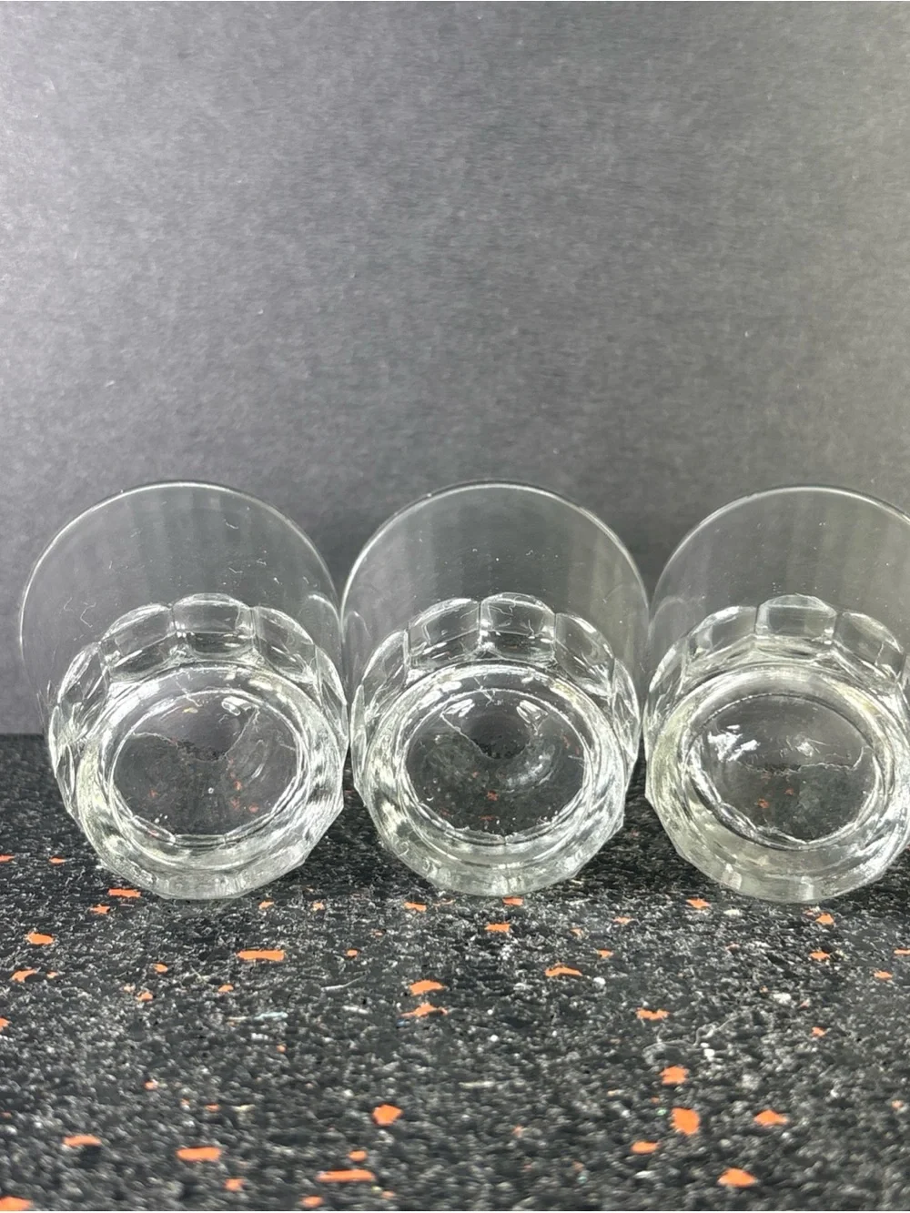 Vintage Set Of 3 Federal Glass Ribbed Shot Glasses 2” Tall